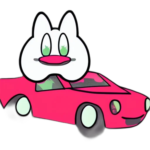 car, animal, cartoon, 3d render, concept art, photorealistic, pastel, kirby transparent PNG cut-out