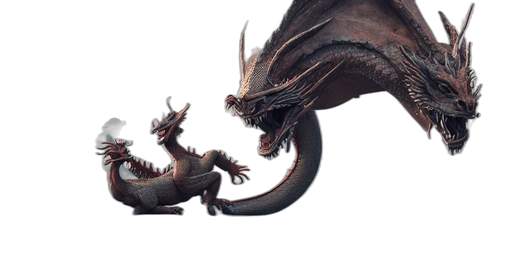 dragon, creature, animal, concept art, 3d render, fantasy art, photorealistic, fire transparent PNG cut-out