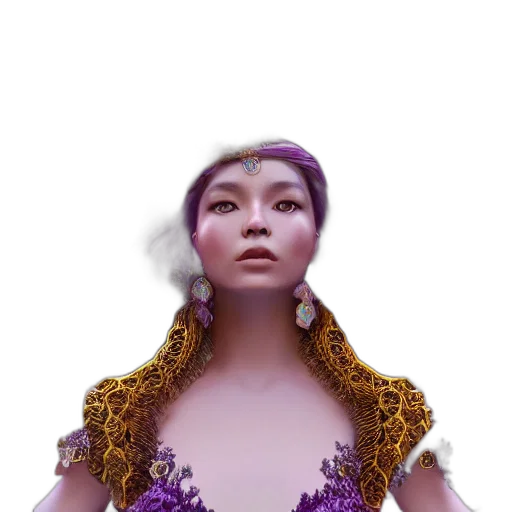 crown, dress, jewelry, face, 3d render, fantasy art, concept art, photorealistic transparent PNG cut-out