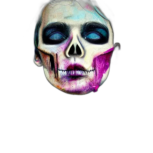mask, face, jewelry, creature, watercolor, photorealistic, concept art, vaporwave transparent PNG cut-out