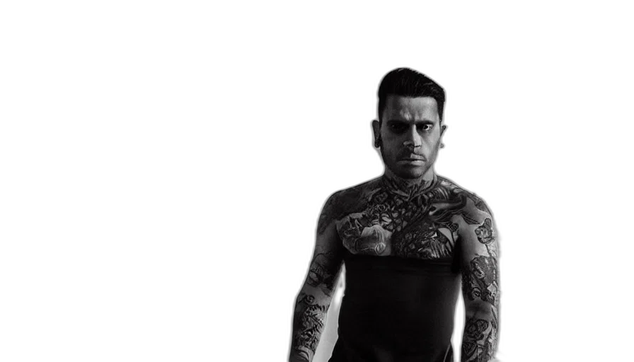 animal, photorealistic, concept art, tattooed, young, thin, latino, guy transparent PNG cut-out