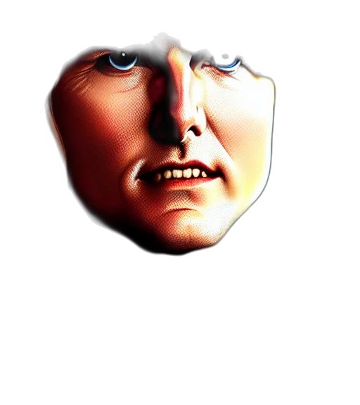 face, mask, robot, creature, 3d render, photorealistic, comic book art, vaporwave transparent PNG cut-out
