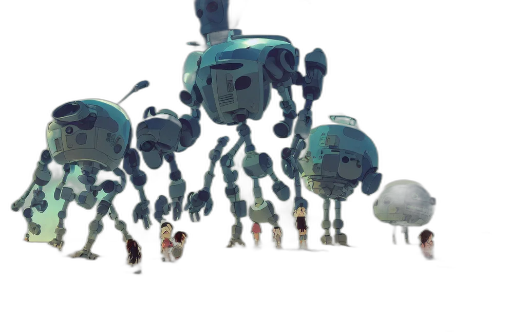 robot, concept art, 3d render, pixel art transparent PNG cut-out