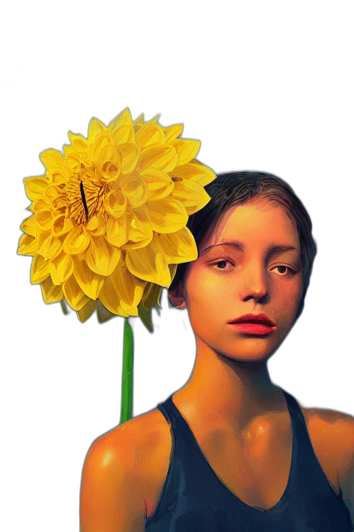 flower, face, crown, mask, photorealistic, oil painting, pixel art, 3d render transparent PNG cut-out