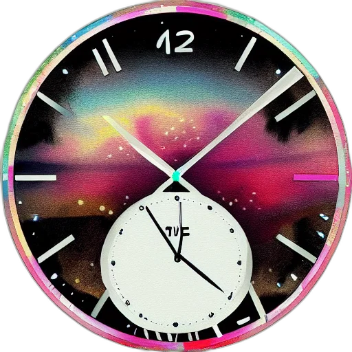 vaporwave, 3d render, neon, colorful, pastel, time, flies, digital transparent PNG cut-out