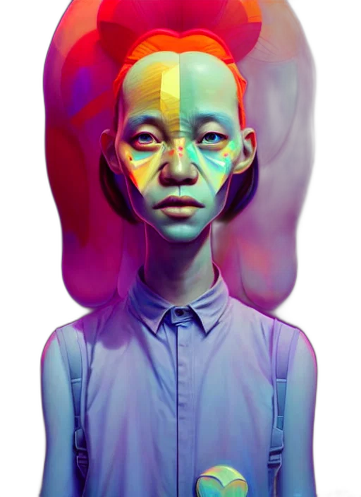 face, mask, robot, umbrella, photorealistic, concept art, cyberpunk, 3d render transparent PNG cut-out