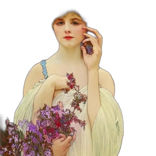 dress, jewelry, flower, face transparent PNG cut-out