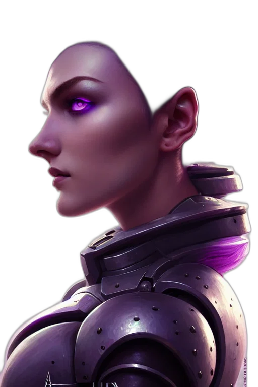 robot, face, staff, cyberpunk transparent PNG cut-out