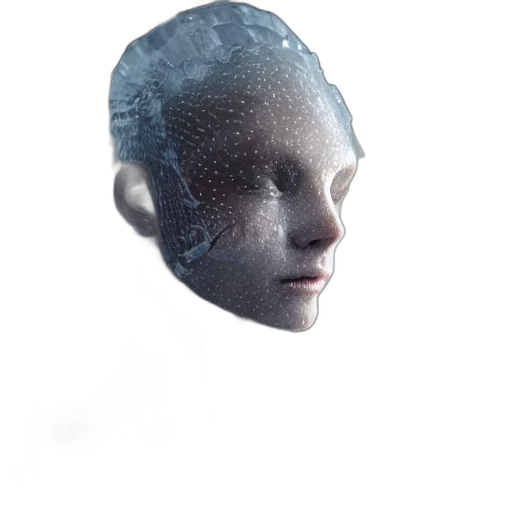 face, mask, robot, creature, 3d render, concept art, photorealistic, cyberpunk transparent PNG cut-out