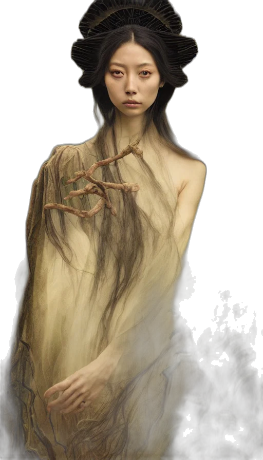 hair, creature, dress, mask transparent PNG cut-out