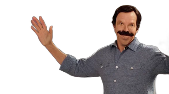 mask, face, staff, hair, ted, lasso, show, waving transparent PNG cut-out