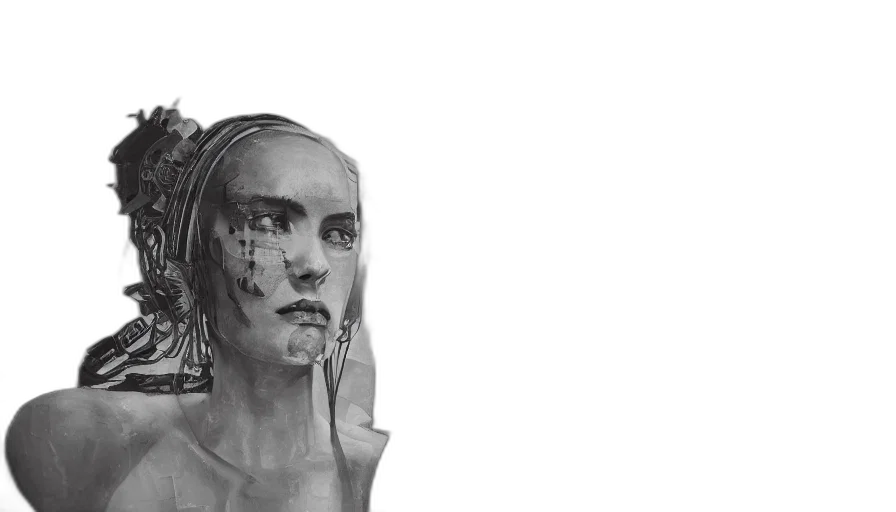 face, mask, robot, creature, concept art, photorealistic, fantasy art, 3d render transparent PNG cut-out