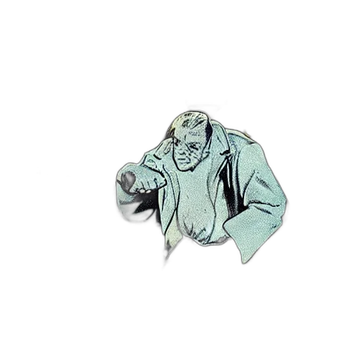 jacket, creature, mask, staff, vaporwave, concept art, comic book art, pixel art transparent PNG cut-out