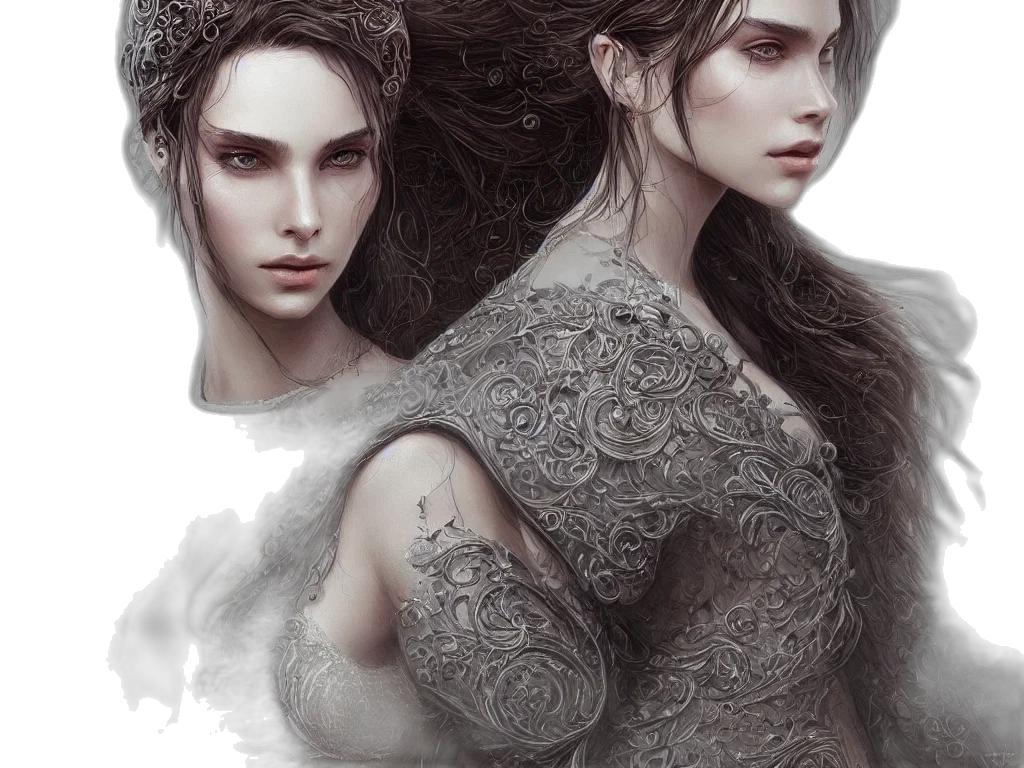 dress, jewelry, fantasy art, photorealistic, concept art, oil painting, dark, earth tones transparent PNG cut-out