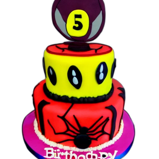 3d render, pixel art, spider, birthday, cake, super, hero transparent PNG cut-out