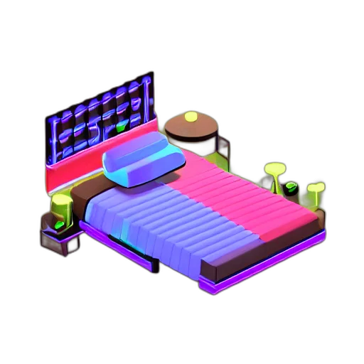 furniture, pixel art, 3d render, vaporwave transparent PNG cut-out