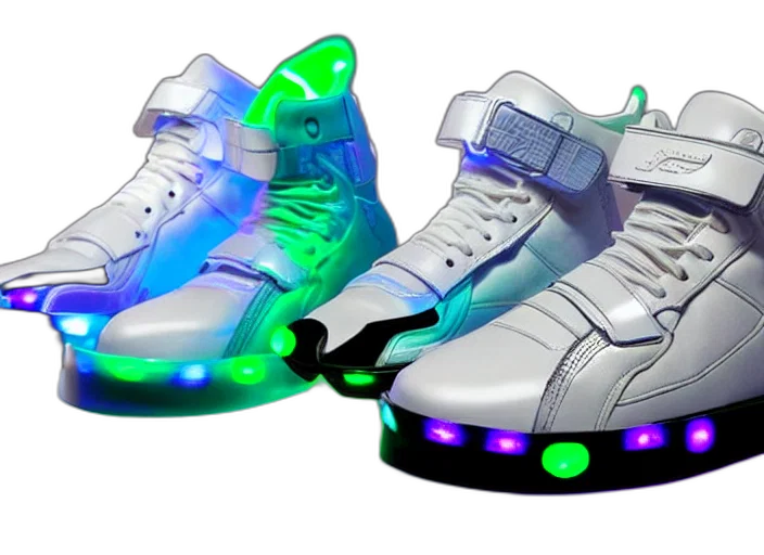 shoes, cyberpunk, 3d render, vaporwave transparent PNG cut-out
