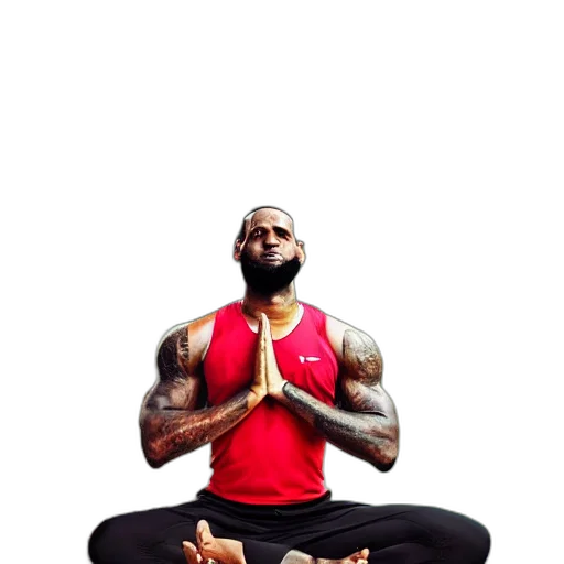 lebron, james, doing, yoga, forest, realistic, extremely, detailed transparent PNG cut-out