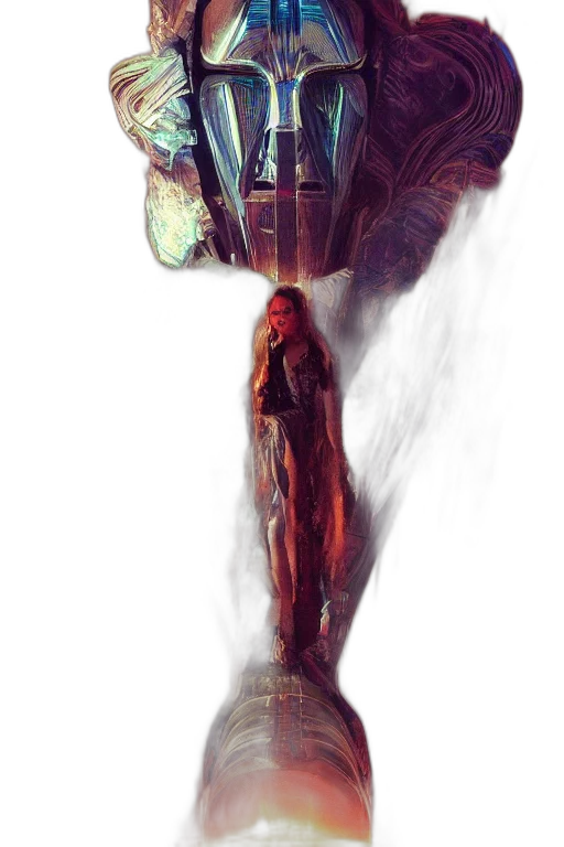 robot, sword, dress, weapon, concept art, fantasy art, comic book art, cyberpunk transparent PNG cut-out