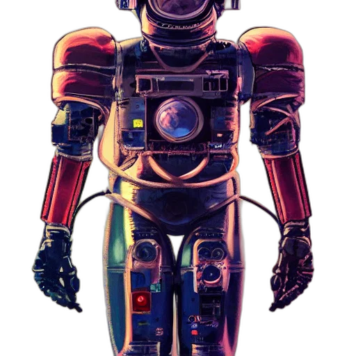 robot, staff, animal, weapon, concept art, cyberpunk, 3d render, pixel art transparent PNG cut-out