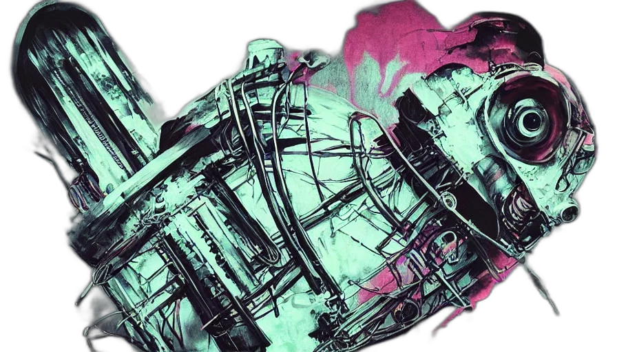 concept art, vaporwave, photorealistic, neon, grunge, diesel, smoke, urban transparent PNG cut-out