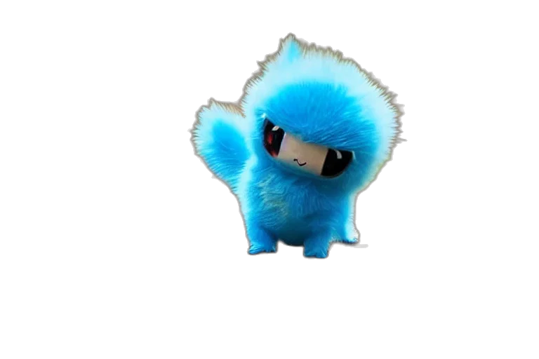creature, animal, staff, hair, 3d render, concept art, pixel art, blue transparent PNG cut-out
