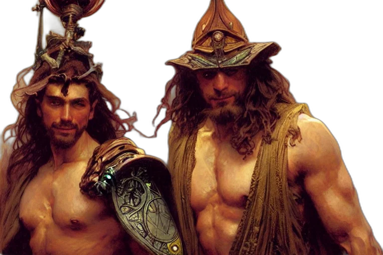 fantasy art, muscular, attractive, wizards transparent PNG cut-out
