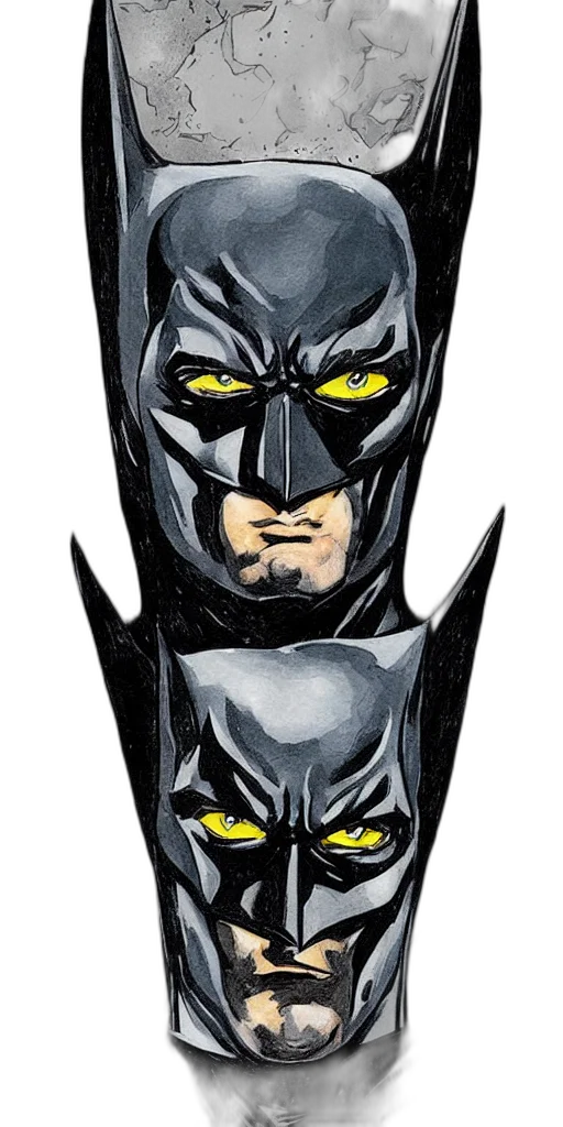 mask, comic book art, concept art, cartoon, watercolor, portrait, batman, illustration transparent PNG cut-out