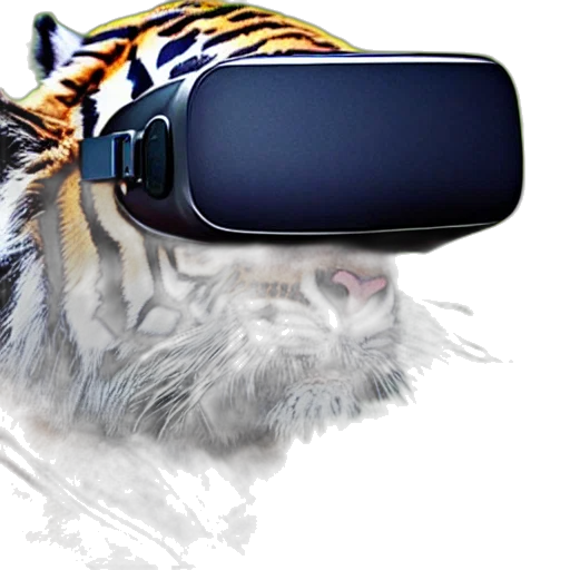 3d render, concept art, tiger, wearing, headset transparent PNG cut-out