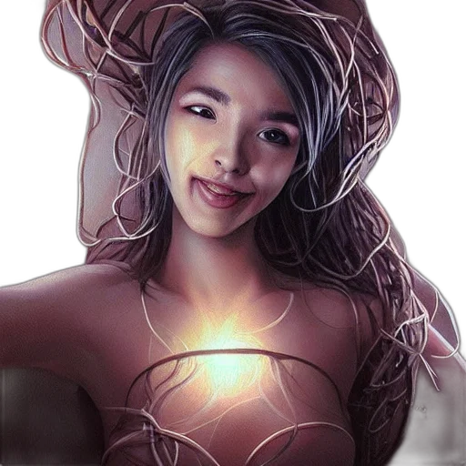 hair, jewelry, face, dress, fantasy art, photorealistic, oil painting, anime transparent PNG cut-out