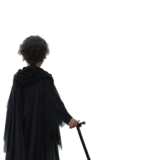 staff, sword, weapon, dress, concept art, fog, outer space, dark transparent PNG cut-out