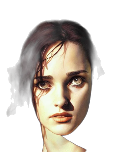 face, robot, mask, hair, photorealistic, oil painting, concept art, pixel art transparent PNG cut-out