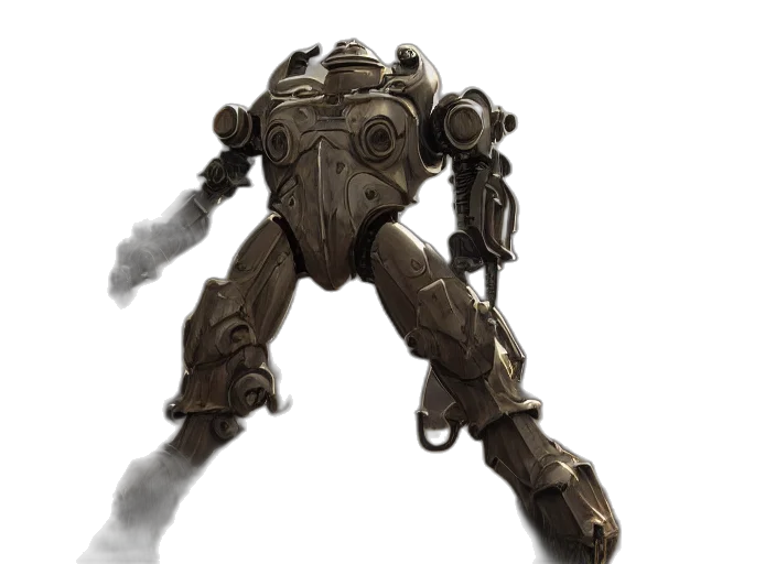 robot, creature, weapon, staff, concept art, fantasy art, 3d render, photorealistic transparent PNG cut-out