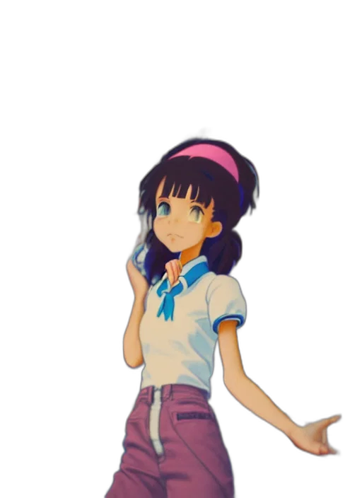 staff, dress, hat, robot, anime, pixel art, vaporwave, cartoon transparent PNG cut-out