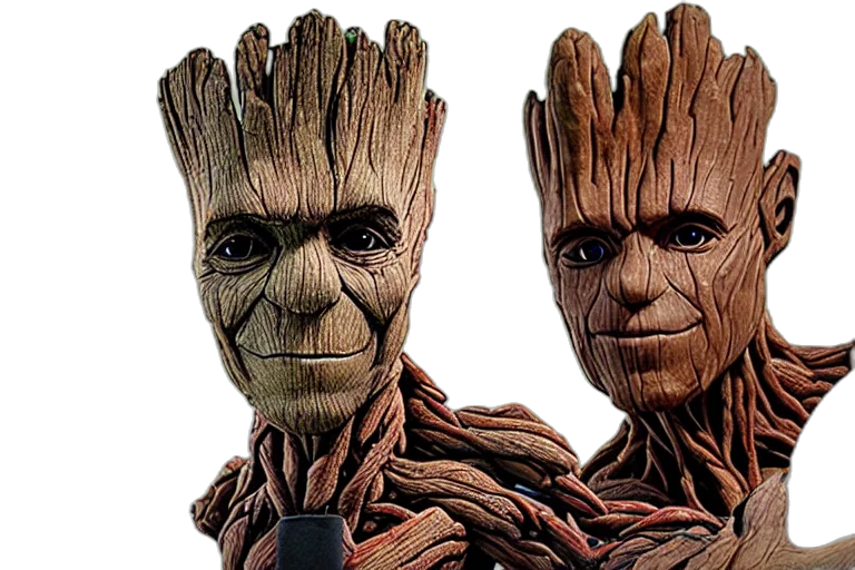 mask, 3d render, concept art, comic book art, photorealistic, printer, groot, focus transparent PNG cut-out