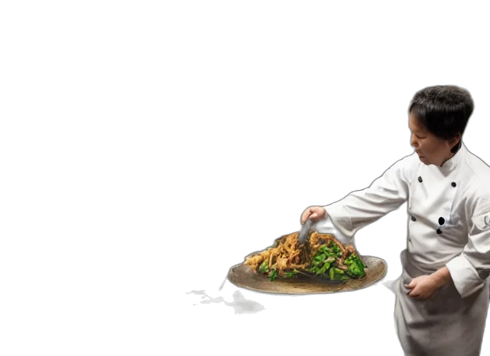 food, staff, photorealistic, 3d render, photo, rooster, working, chinese transparent PNG cut-out