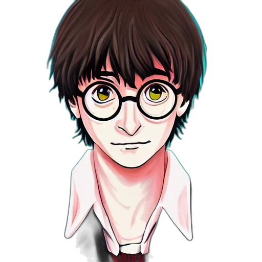staff, face, cartoon, anime, fantasy art, comic book art, monochrome, dark transparent PNG cut-out