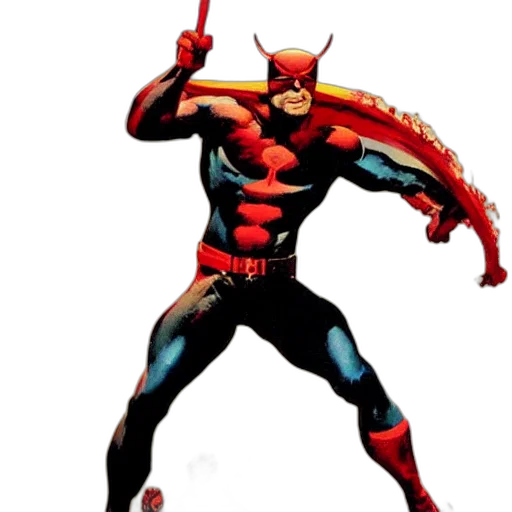 comic book art, concept art, red, frank, frazetta, daredevil, painting, poster transparent PNG cut-out