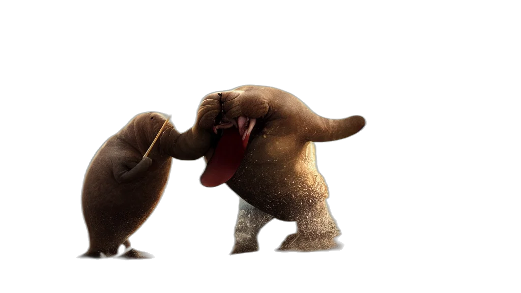 animal, creature, concept art, 3d render, photorealistic, walrus, attacking, blond transparent PNG cut-out