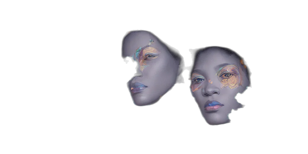 face, mask, crown, jewelry, vaporwave, photorealistic, 3d render, concept art transparent PNG cut-out