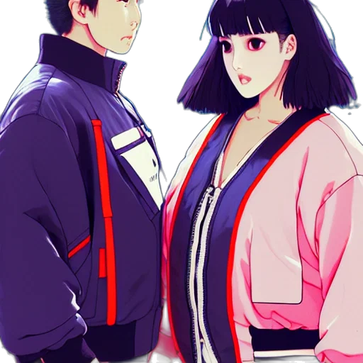 jacket, vaporwave, anime, cyberpunk, watercolor, neon lights, outer space, snow transparent PNG cut-out