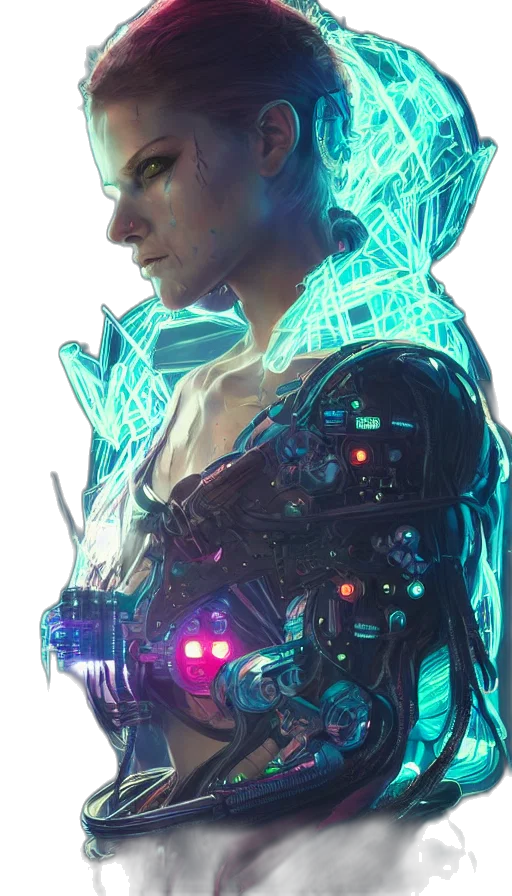 robot, jacket, staff, face transparent PNG cut-out