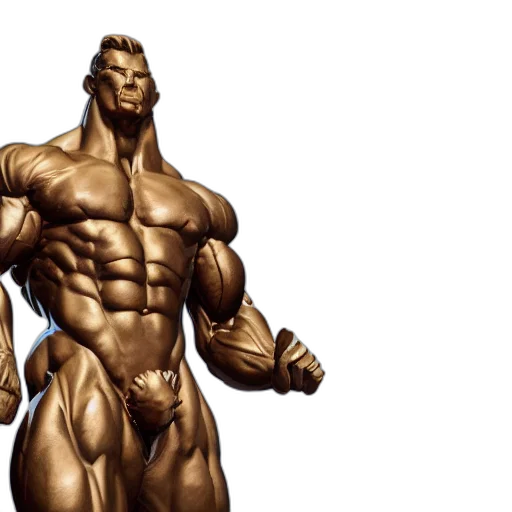 concept art, 3d render, photorealistic, comic book art, portrait, statue, muscle, chrome transparent PNG cut-out