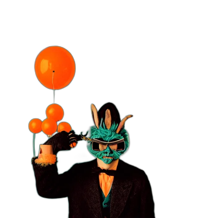 mask, staff, robot, animal, concept art, 3d render, vaporwave, kodak transparent PNG cut-out