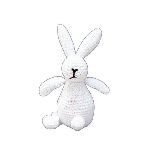 animal, 3d render, cute, crocheted, plush, toy, white, bunny transparent PNG cut-out