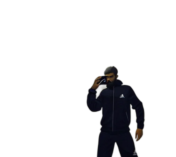 jacket, mask, staff, creature transparent PNG cut-out