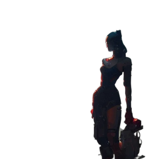dress, robot, staff, weapon transparent PNG cut-out