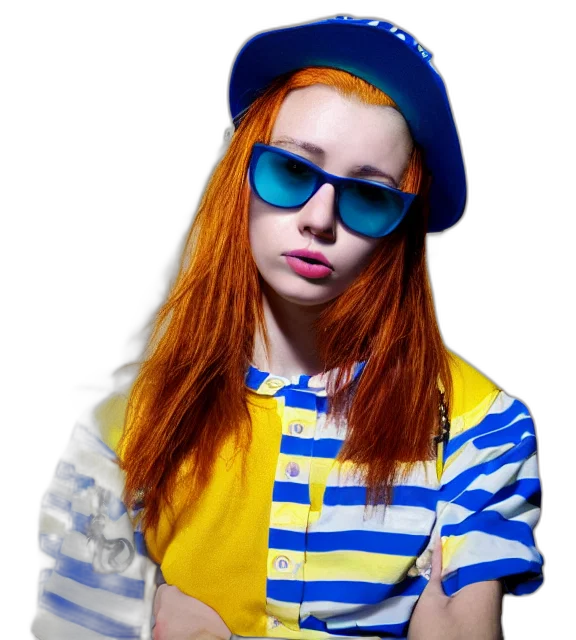 hat, jacket, face, photorealistic, 3d render, cartoon, fantasy art, neon transparent PNG cut-out