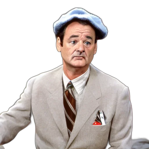 hat, staff, face, jacket, cartoon, bill, murray, movie transparent PNG cut-out