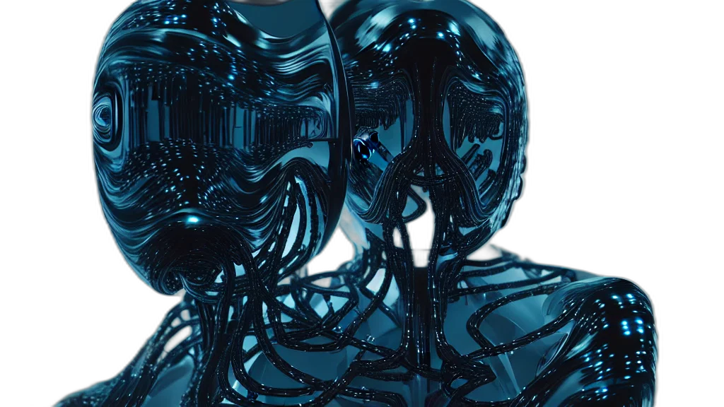 robot, mask, cyberpunk, 3d render transparent PNG cut-out
